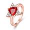 Trendy Triangle Brass Cubic Zirconia Finger Rings, Size 8, Rose Gold, 18.1mm