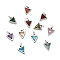 304 Stainless Steel Pendants, with Cubic Zirconia and Jump Rings, Single Stone Charms, Triangle, Stainless Steel Color, Mixed Color, 11x9.5x3mm, Hole: 3.6mm