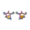 Ion Plating(IP) 304 Stainless Steel Cabochon Connector Settings, Star, Rainbow Color, Tray: 4mm, 13x17x2mm, Hole: 1.8mm