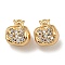 Brass Micro Pave Clear Cubic Zirconia Charms, Nickel Free, Real 18K Gold Plated, Oval, Clear, 10.5x9.5x6.5mm, Hole: 1.5mm
