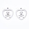 Non-Tarnish 201 Stainless Steel Pendants, Laser Cut, Heart with Skull, Stainless Steel Color, 17.5x15.5x1mm, Hole: 1.4mm