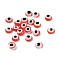 Handmade Lampwork Evil Eye Cabochons, Flat Round, Red, 6x2mm