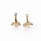 Brass Micro Pave Clear Cubic Zirconia Peg Bails Charms, for Half Drilled Beads, Flower, Nickel Free, Real 18K Gold Plated, 13.5x9.5mm, Hole: 1.4mm, Pin: 0.7mm