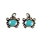 Brass Enamel Pendants, with Jump Ring, Lead Free & Cadmium Free, Antique Bronze, Crab Charm, Medium Turquoise, 16x16x3.5mm, Hole: 3.5mm