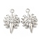 Brass Micro Pave Cubic Zirconia Pendants, Cadmium Free & Nickel Free & Lead Free, Sun, Real Platinum Plated, 16x10x4mm, Hole: 1mm