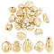 20Pcs 5 Style Brass Beads, Matte Style, Twist Nuggets, Cadmium Free & Nickel Free & Lead Free, Long-Lasting Plated, Real 18K Gold Plated, 6.5~10x4.5~7.5x4.5~6mm, Hole: 1mm, 4pcs/style