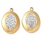 Polymer Clay Rhinestone Pendants, with 304 Stainless Steel Findings, Manual Polishing, Oval Charm, Ion Plating(IP), White, 17x11.5x3.5mm, Hole: 1.5mm