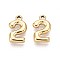 Ion Plating(IP) 304 Stainless Steel Pendants, Number 2, Real 18K Gold Plated, 17x10x3mm, Hole: 1.5mm