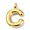Ion Plating(IP) 304 Stainless Steel Pendants, Letter Charm, Real 18K Gold Plated, Letter C, 19x13x4mm, Hole: 1.6mm