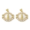 Brass Pave Shell Pendants, Religion Virgin Mary Charms with ABS Imitation Pearl, Real 18K Gold Plated, Horse Eye, 23x24.5x3mm, Hole: 3.5x4mm