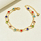 Fashionable Brass Cubic Zirconia Double Layer Women's Anklets in Real 18K Gold Plated Casual Style, Colorful, 8-1/4 inch(210mm)