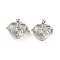 Rack Plating Brass Cage Pendants, Heart Cage Charms, Long-Lasting Plated, Cadmium Free & Lead Free, Platinum, 24.5x28x16mm, Hole: 8x4.5mm, Inner Measure: 19x21.5mm