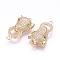 Brass Micro Pave Cubic Zirconia Links, Leopard, Real 18K Gold Plated, 29x14x6.5mm, Hole: 1.5mm