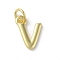 Rack Plating Brass Charms, Cadmium Free & Lead Free, Long-Lasting Plated, Real 18K Gold Plated, Letter V, 12x8.5x1.5mm, Hole: 3.2mm