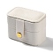 Rectangle PU Leather Jewelry Ring Storage Boxes, Travel Portable 4 Ring Cases, White, 3.8x6.4x4.75cm