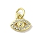 Brass Micro Pave Cubic Zirconia Charms, Cadmium Free & Nickel Free & Lead Free, Real 18K Gold Plated, Eye Charms, Clear, 8.5x9x2mm, Hole: 3mm