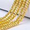 Electroplate Glass Beads Strands, Opaque Solid Color, AB Color Plated, Faceted, Rondelle, Yellow, 4x3mm, Hole: 0.4mm, about 110~115pcs/strand, 39~40cm