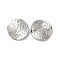 Non-Tarnish 304 Stainless Steel Pendants, Textured, Flat Round Charm, Stainless Steel Color, 15x1mm, Hole: 1.6mm