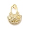 Brass Micro Pave Clear Cubic Zirconia Pendants, with Jump Ring, Long-Lasting Plated, Lead Free & Cadmium Free, Bag Charms, Real 18K Gold Plated, 22x16.5x3.5mm, Hole: 3.5mm