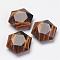 Natural Tiger Eye Pendants, Hexagon, 28~29x25x9~10mm, Hole: 1.5mm