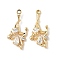 Brass Micro Pave Cubic Zirconia Pendants, Nickel Free, Butterfly, Real 18K Gold Plated, Clear, 28.5x14.5x4.5mm, Hole: 1.6mm