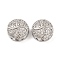 Brass Micro Pave Clear Cubic Zirconia Beads, Cadmium Free & Nickel Free & Lead Free, Flat Round, Platinum, 11.5x6mm, Hole: 1.4mm
