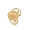 Oval 304 Stainless Steel Cuff Ring Components, Pad Ring Setting, Ion Plating(IP), Real 18K Gold Plated, Tray: 10x8.5mm, Inner Diameter: Adjustable