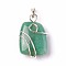Natural Green Aventurine Pendants, with Brass Findings, Trapezoid, Silver Color Plated, 32~33x21~23x10~11mm, Hole: 8x5mm