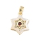 Brass Micro Pave Cubic Zirconia Pendants, Cadmium Free & Nickel Free & Lead Free, with Shell, Hexagon Charms, FireBrick, 17x13x3mm, Hole: 4x2mm