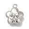 Rack Plating Brass Micro Pave Cubic Zirconia Charms, Cadmium Free & Nickel Free & Lead Free, Long-Lasting Plated, Flower with Bowknot, Platinum, 12.5x10.5x4.5mm, Hole: 1.2mm