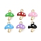 Alloy Enamel Pendants, Golden, Mushroom Charm, Mixed Color, 15x13x9.5mm, Hole: 1.8mm