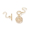 Brass Micro Pave Cubic Zirconia Ring Toggle Clasps, Long-Lasting Plated, with Extender Chains and Tree of Life Pendants, Clear, Real 18K Gold Plated, Bar: 18x6.5x2mm, Ring: 13.8x11.7x1.7mm, Hole: 2.5mm Extender Chain: 38.5mm