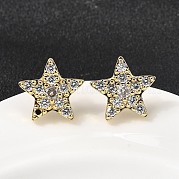 Серьги-гвоздики из латуни с микропаве и прозрачным кубическим цирконием EJEW-K276-13G