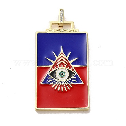 Подвеска из латуни микропаве с фианитами и эмалью KK-H458-02G-G01-1