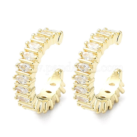 Серьги-каффы из латуни с микропаве и кубическим цирконием EJEW-C086-10G-1