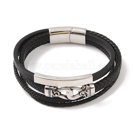 Плетеные браслеты из микрофибры и кожи BJEW-B096-05A-1