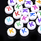 Initial Acrylic Beads, Horizontal Hole, Flat Round, Mixed Color, Mixed Color, 7x4mm, Hole: 1.2mm, about 370pcs/50g