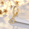 Brass Micro Pave Clear Cubic Zirconia Hoop Earrings, Golden, Letter O, 24x7mm