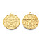 Ion Plating(IP) 201 Stainless Steel Pendants, Flat Round with Star, Real 18K Gold Plated, 28.5x25x2mm, Hole: 2mm