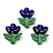 Handmade Lampwork Beads, Flower, Midnight Blue, 24x17x9.5mm, Hole: 1.2mm