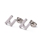 Tarnish Resistant 304 Stainless Steel Greek Alphabet Stud Earrings, Manual Polishing, Letter.M, 7~11x2~10x1.5mm, Pin: 0.8mm