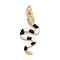 Brass Micro Pave Cubic Zirconia Pendants, with Enamel, Snake Charms, with Jump Ring, Black, 25x11x3mm