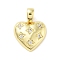 Brass Micro Pave Cubic Zirconia Pendants, Cadmium Free & Nickel Free & Lead Free, Heart Charms, Real 18K Gold Plated, 13.5x13.5x3.5mm, Hole: 5x3mm