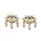 Brass Micro Pave clear Cubic Zirconia Pendants, Nickel Free, Eye, Real 16K Gold Plated, 20x19.5x4mm, Hole: 1.2mm
