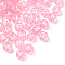 Transparent Pink Acrylic Beads, Horizontal Hole, Mixed Letters, Flat Round with White Letter, 7x4mm, Hole: 1.5mm, 100pcs/Bag