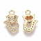Brass Micro Pave Clear Cubic Zirconia Charms, Nickel Free, Fox, Real 18K Gold Plated, 12.5x8x2.5mm, Hole: 1.4mm