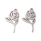 Non-Tarnish 5Pcs 201 Stainless Steel Pendants, Laser Cut, Rose Charm, Stainless Steel Color, 17x10x1mm, Hole: 1.2mm