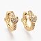 Heart Clear Cubic Zirconia Small Chunky Hoop Earrings for Women, Brass Micro Pave Cubic Zirconia Hinged Hoop Earrings, Real 18K Gold Plated, 12x14x4mm, Pin: 1mm