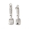 Rack Plating Brass Micro Pave Cubic Zirconia Cookware Pendants, Cadmium Free & Lead Free, Spatula Charm, with Jump Ring, Real Platinum Plated, 26x7x3mm, Hole: 3.4mm