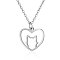 Non-Tarnish 201 Stainless Steel Kitten Pendant Necklaces, with Cable Chains, Hollow Heart with Cat Head, Stainless Steel Color, 15.7 inch(40cm), 1.5mm, Heart: 17x20x1mm